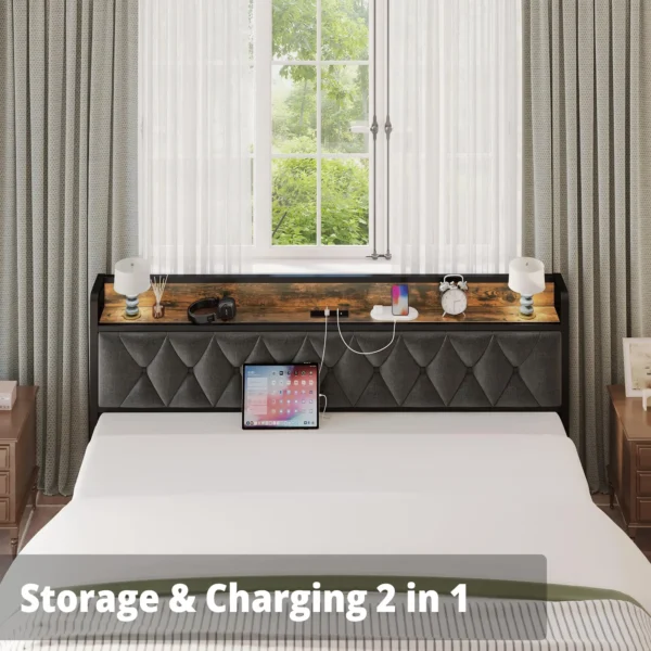 ANCTOR Twin/TwinXL/Full/Queen/King/CaliforniaKing Bed Frames, Storage Headboard with Outlets, No Noise, No Box Springs Needed - Image 4